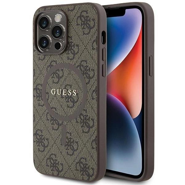 Guess 4G Collection Genuine Leather MagSafe Case for iPhone 15 Pro Max (6.7