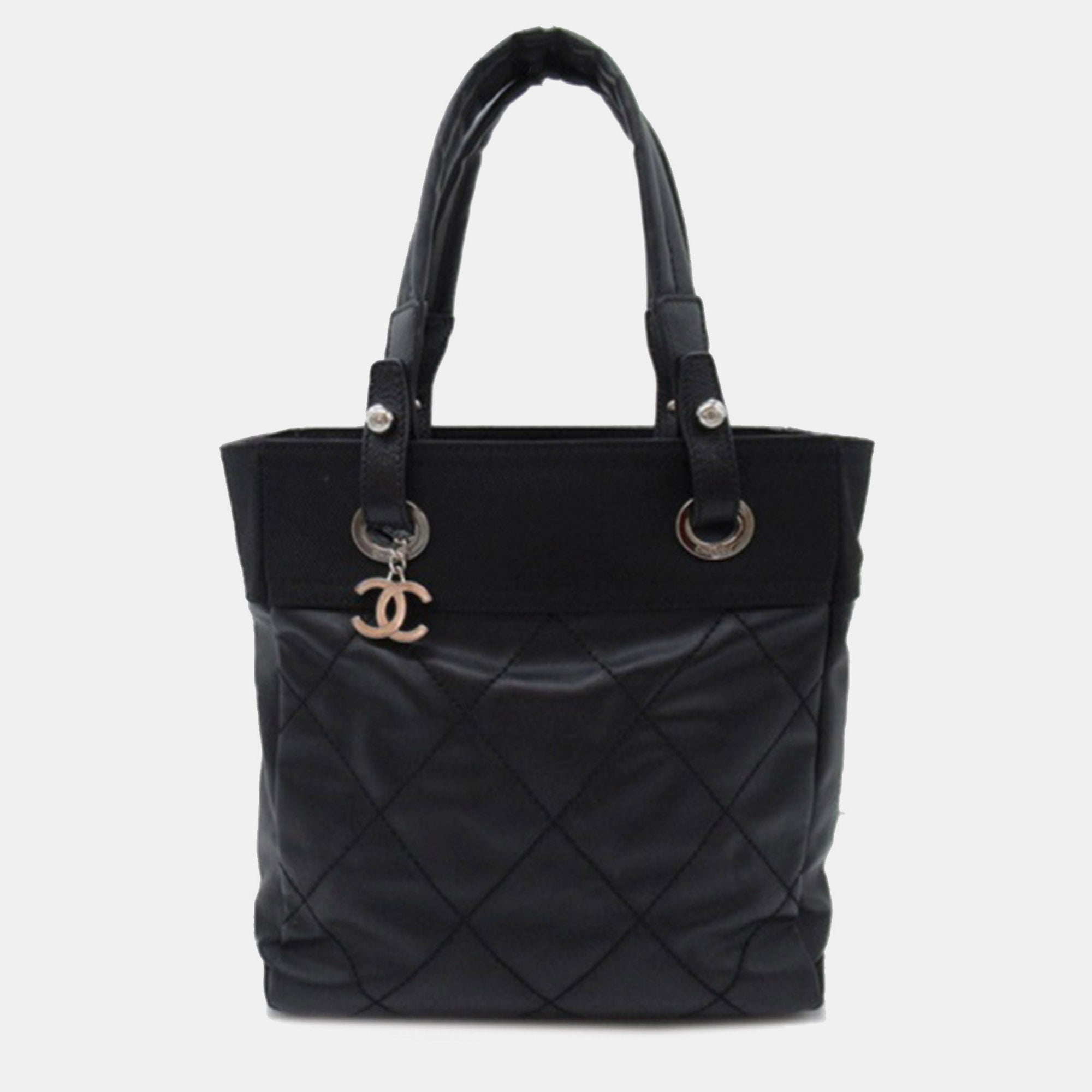 Stylish Black Canvas Small Paris Biarritz Tote Bag for Women - Lightweight & Durable Everyday Shoulder Bag for Work, Travel, and Shopping