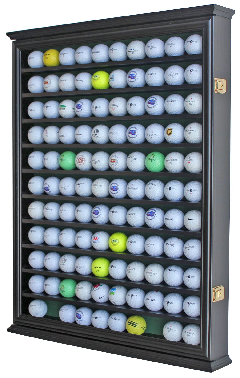 110 Golf Ball Display Case Wall Cabinet - UV Protection Door, Black Finish - Perfect Golf Gift for Men, Home & Office Decor, Golf Clubhouse Display