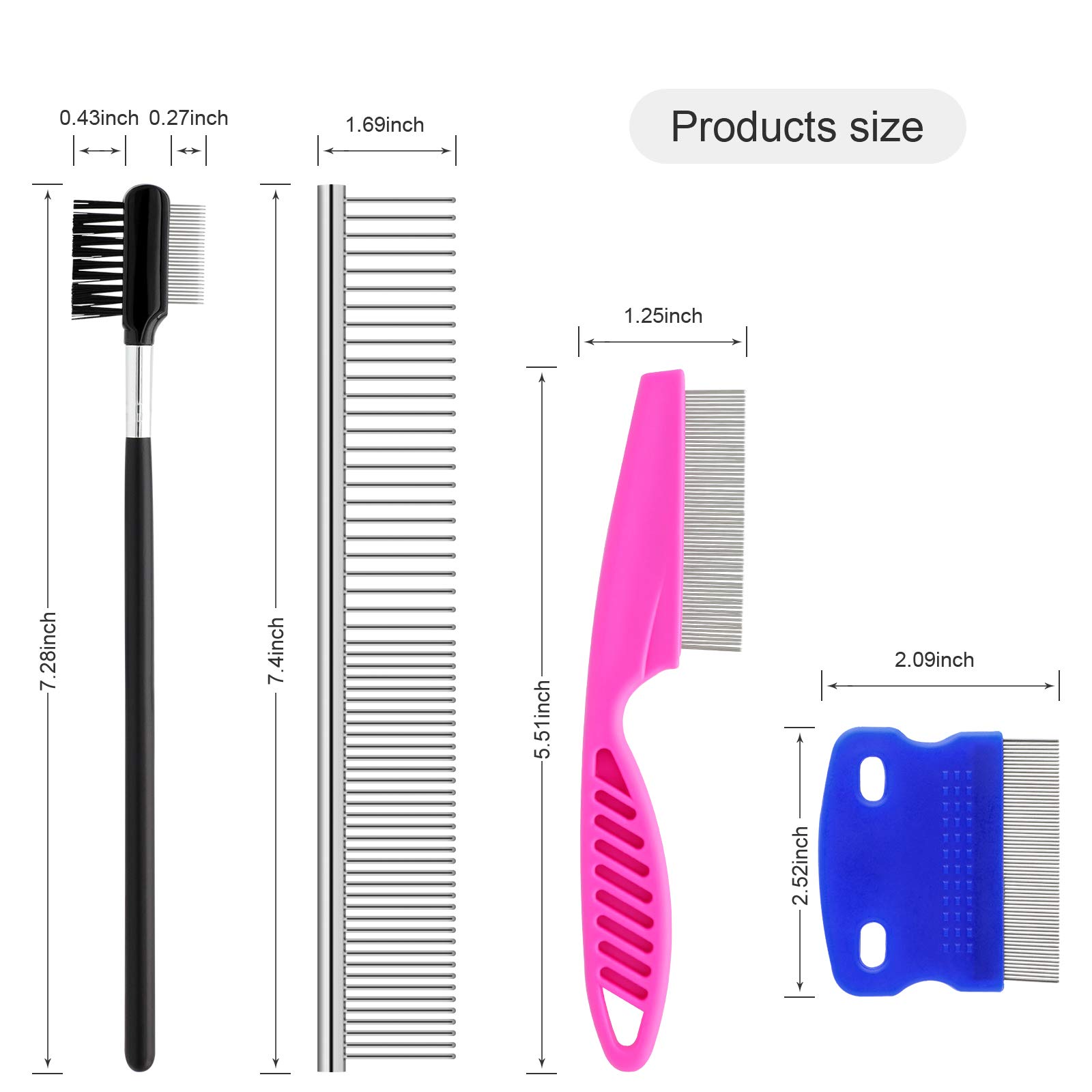 Premium 2-in-1 Pet Grooming Comb Kit for Small Dogs & Puppies - Round Tooth Comb for Detangling & Tear Stain Remover - Perfect for Daily Grooming & Gentle Coat Care