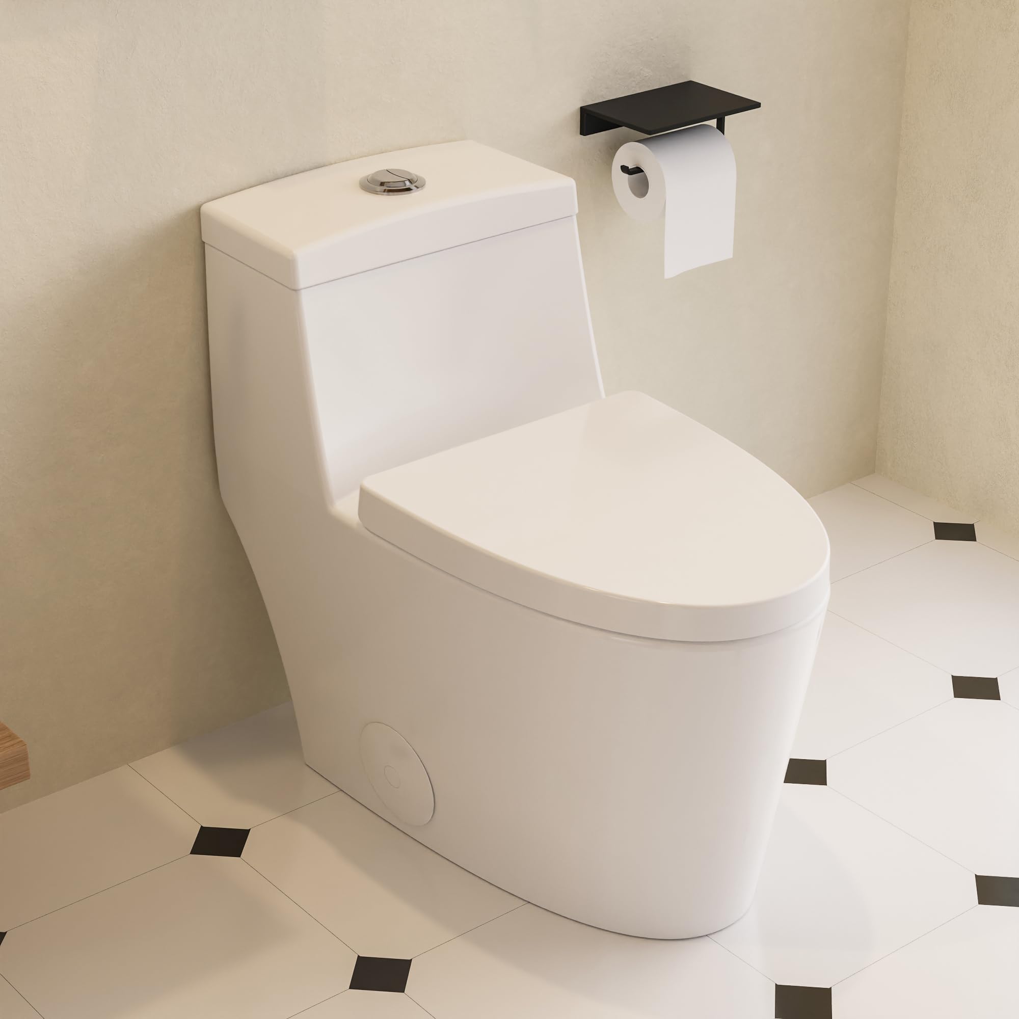 DeerValley White Elongated One-Piece ADA Toilet - 1.1/1.6 GPF Dual Flush High-Efficiency Bathroom Toilet with 17
