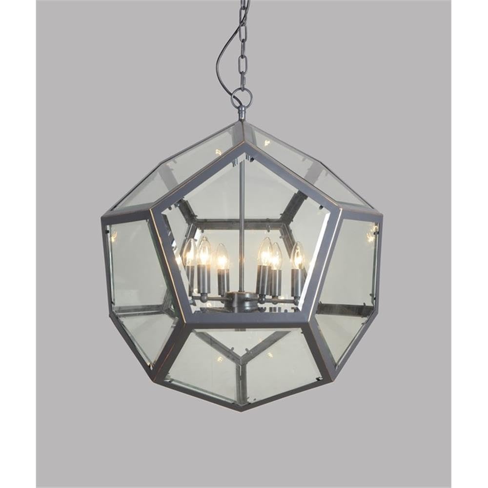 Black Cast Iron Frame Moti Erin Pendant Light with Clear Glass Shade - Perfect for Kitchen Island, Dining Room, and Entryway Lighting
