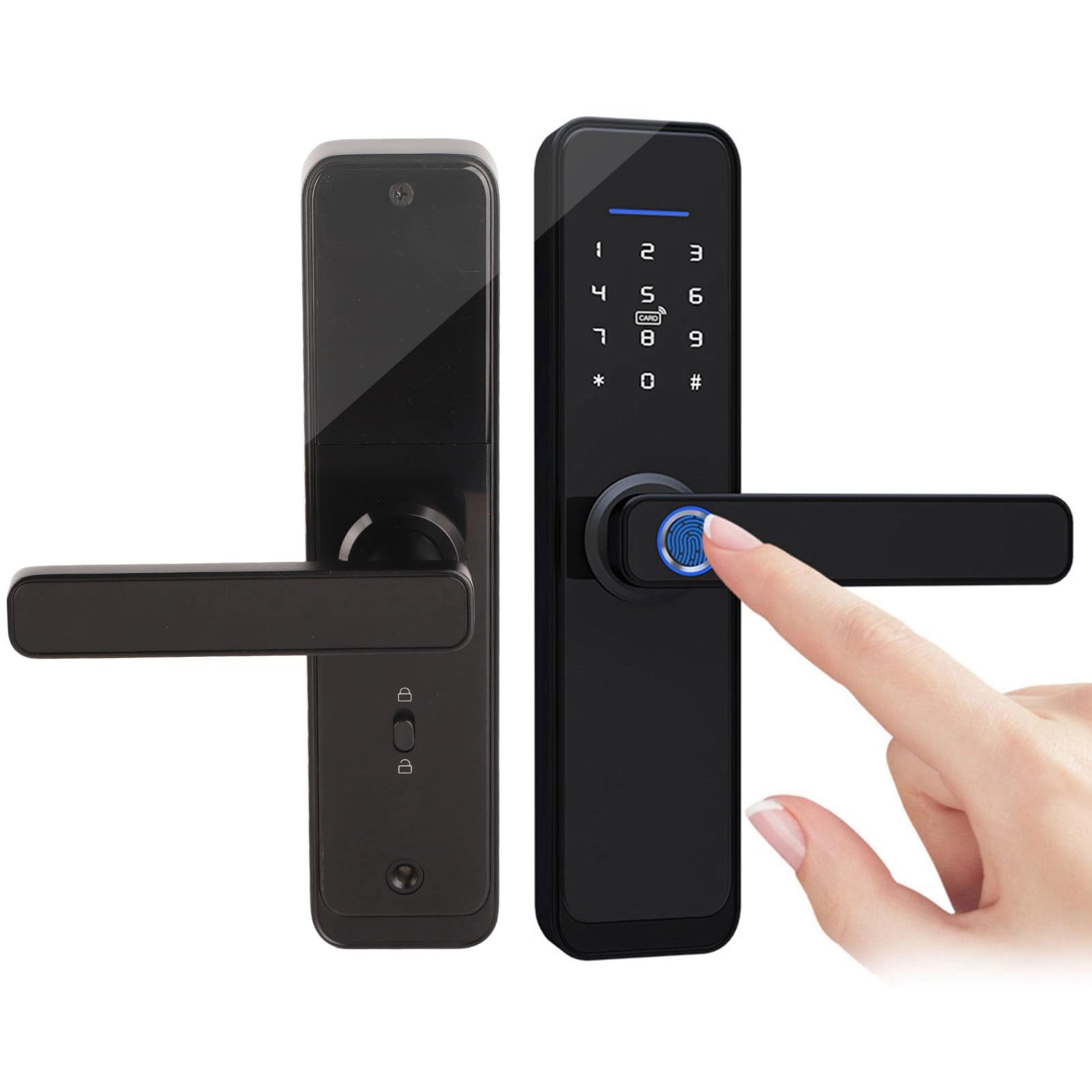 Smart Touchscreen Keypad Door Lock with Fingerprint Scanner & Keyless Entry - Electronic Deadbolt Security Lock with Handle for Home & Office - Easy DIY Installation for Enhanced Safety & Convenience