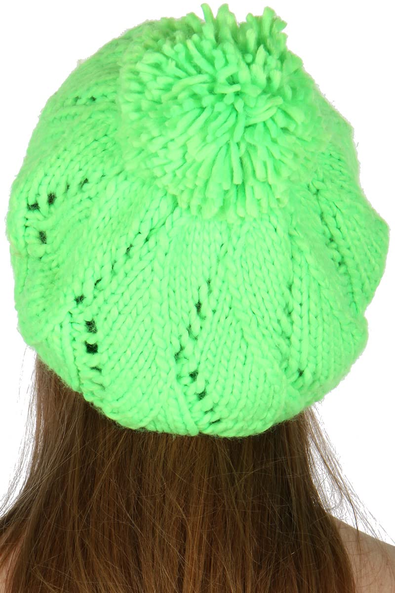 Warm SERENITA Knit Pom Pom Beanie - Soft Cable Knit Winter Hat for Women & Men, Stretchable Skull Cap with Patterned Design | Perfect for Cold Weather, Outdoor Activities & Fashion Accessories