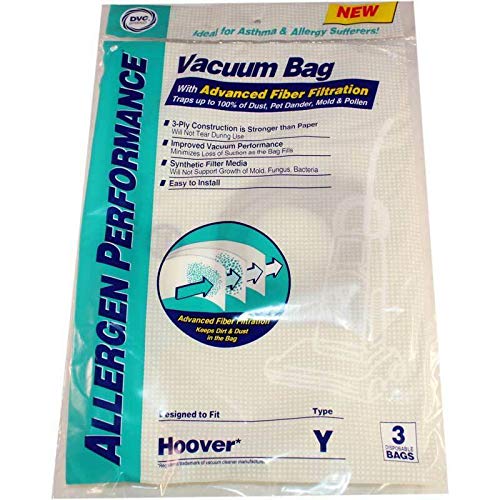 Premium DVC Hoover Style Y Synthetic HEPA Vacuum Cleaner Bags - 45 Pack | Made in USA | Compatible with Hoover Vacuums | Ideal for Pet Hair, Allergies & Deep Cleaning