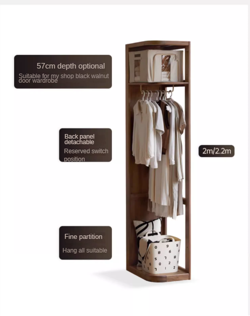 Solid Black Walnut Wood Large Wardrobe - Spacious Closet Organizer for Bedroom, Walk-in Closet & Master Suite Storage