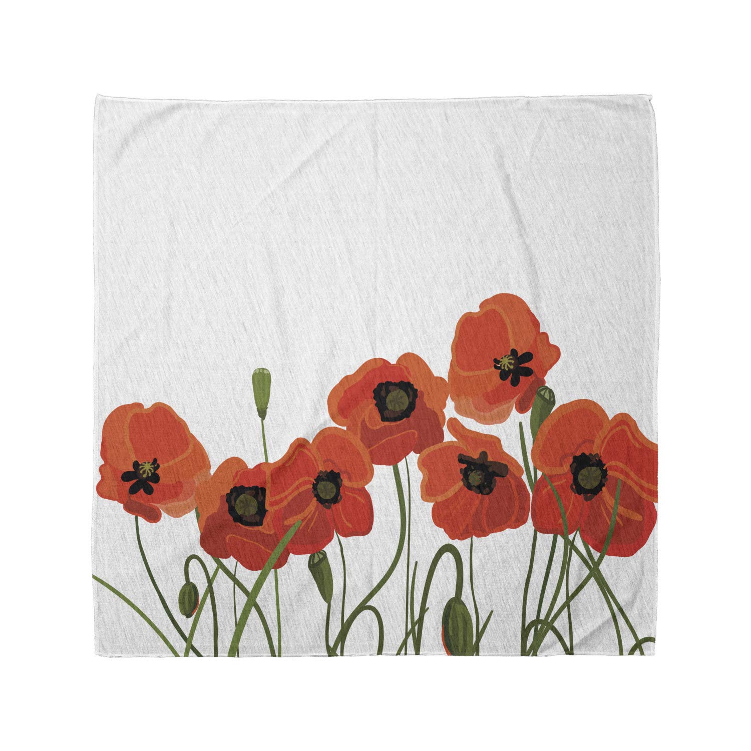 Ambesonne Poppy Flower Bandana - Vibrant Bloom Bouquet Unisex Head & Neck Scarf for Women & Men | Perfect for Outdoor Activities, Music Festivals, and Casual Fashion