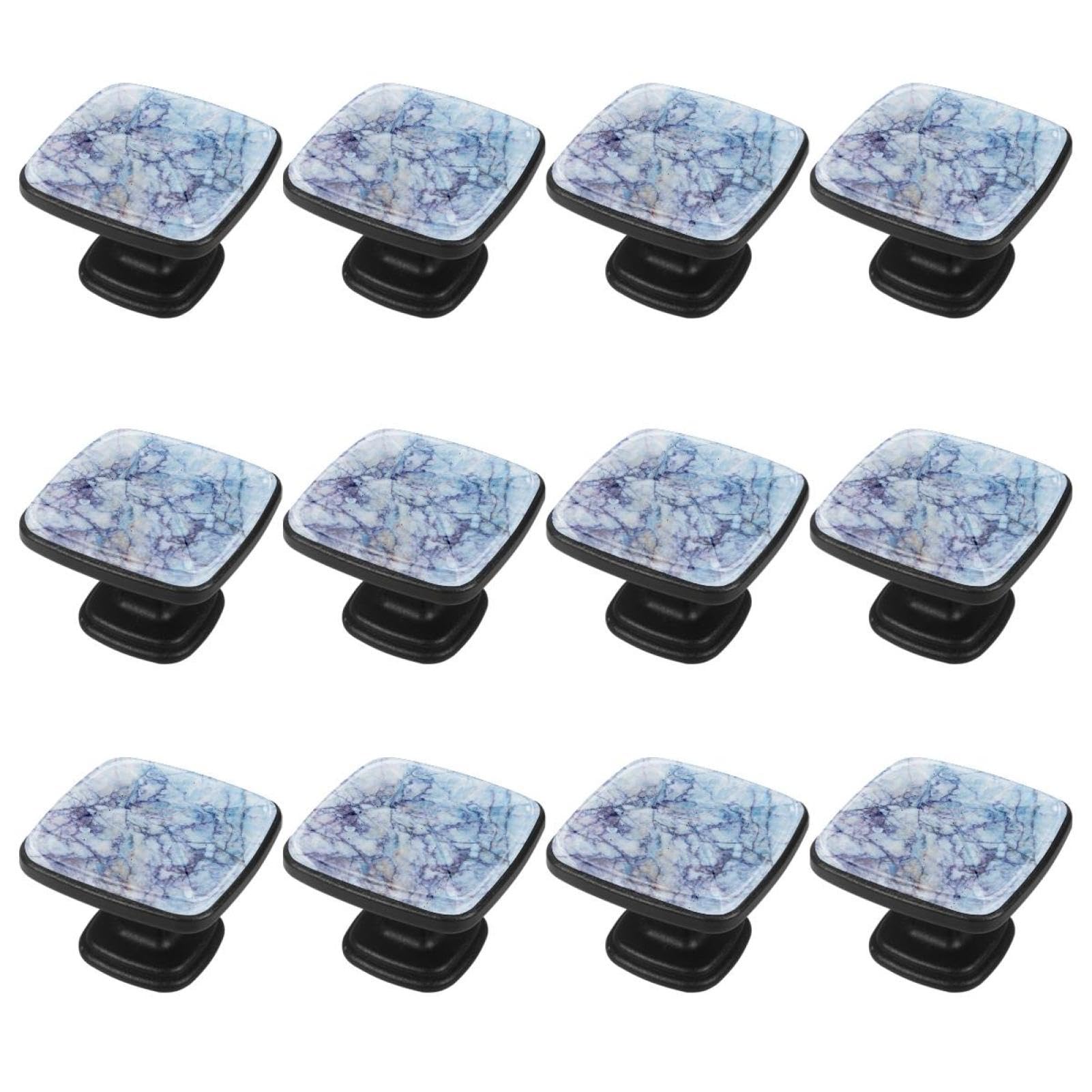 12Pcs Abstract Marble Cabinet Handles & Drawer Knobs - Modern Dresser Hardware for Kitchen Cabinets, Bathroom Vanities & Furniture Upgrades