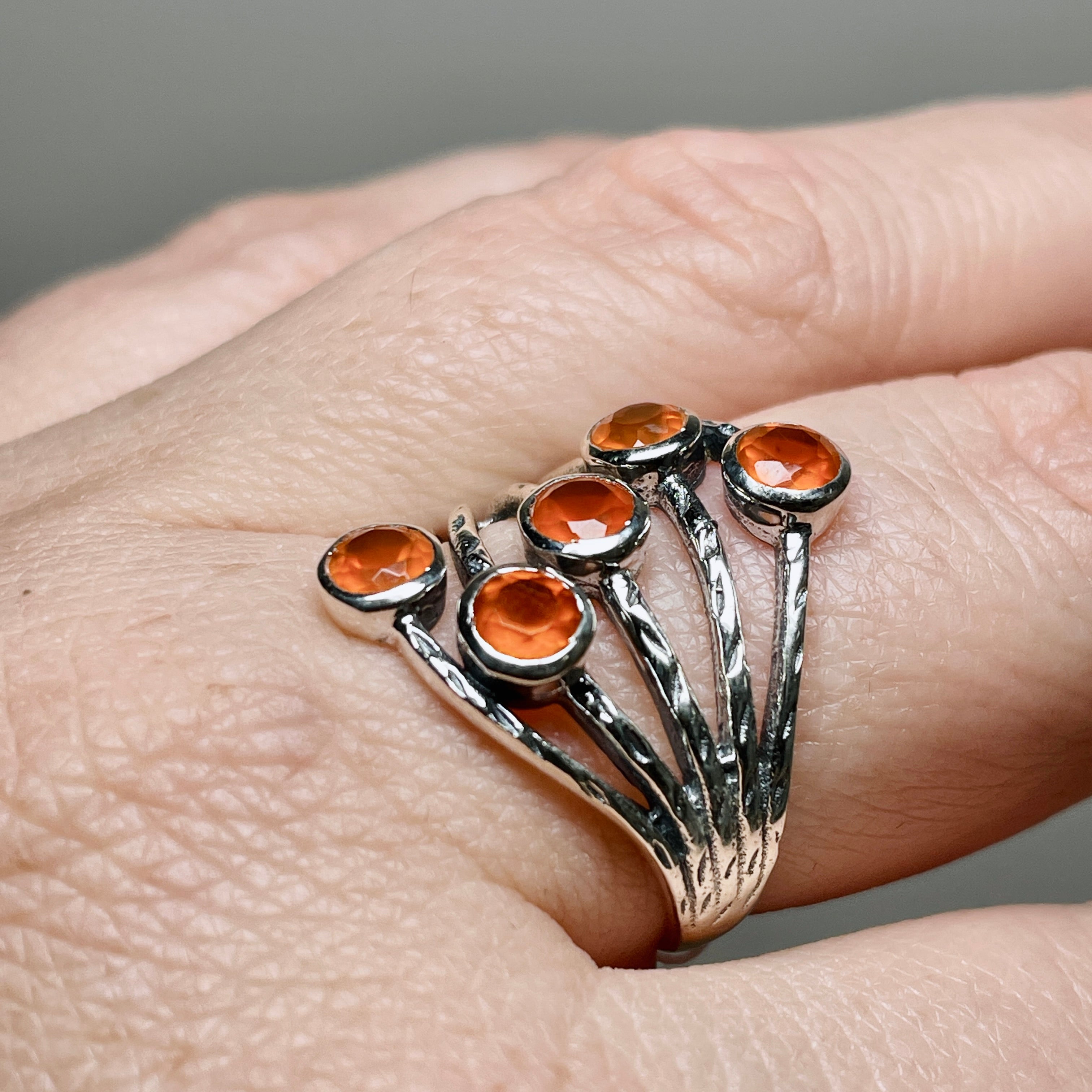 Natural Carnelian Multi-Stone Faceted Gemstone Ring for Women - Handmade Bohemian Jewelry R3875 | Perfect for Boho Chic Outfits, Spiritual Healing & Gift Giving