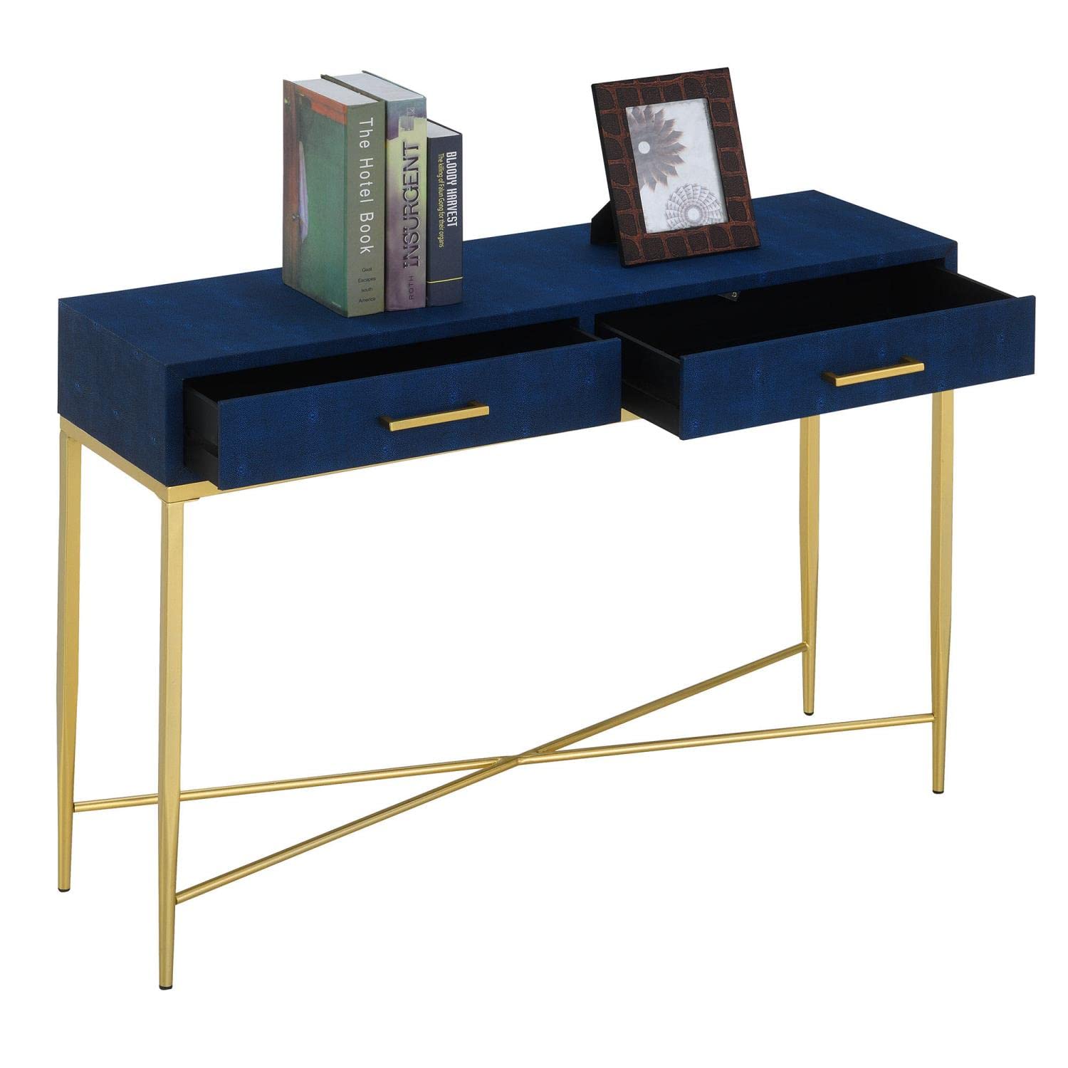 Convenience Concepts Ashley Console Table - Blue & Gold Accent Entryway Furniture | Perfect for Hallway, Living Room & Foyer Decor