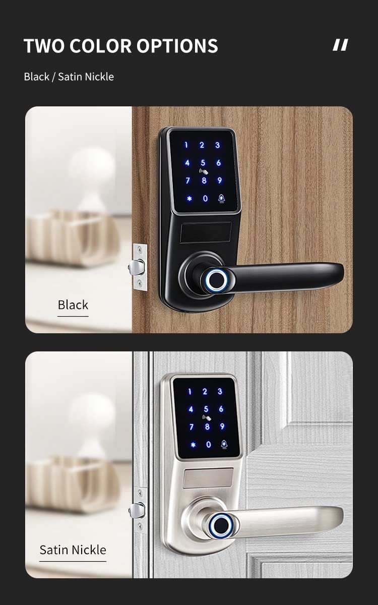 Smart Fingerprint Electronic Door Lock with App Control, Digital Keypad & Remote Unlock - Secure Home & Hotel Security Lock for Front Door, Apartment & Office Access