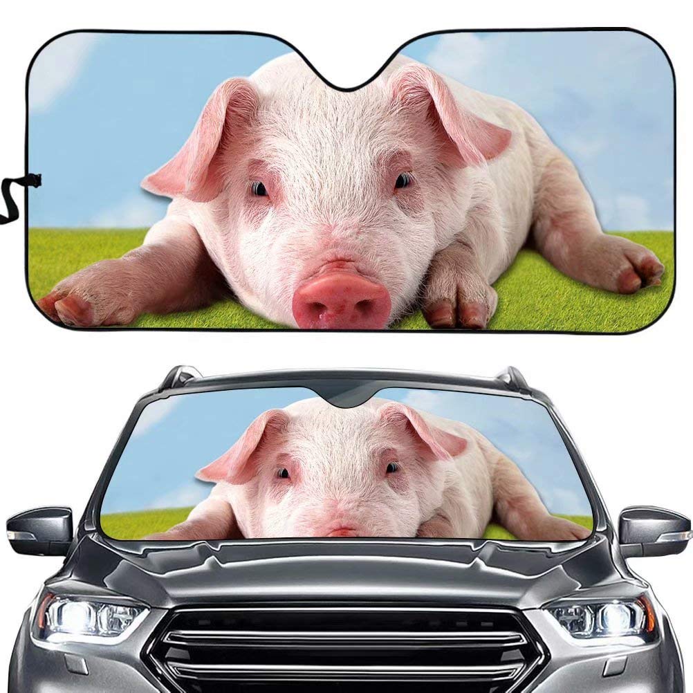 Magical Pig Car Windshield Sun Shade - Cute Animal Design UV Protection Sun Visor for Summer - Blocks 99% UV Rays & Heat - Perfect for Parking, Road Trips & Hot Weather Car Protection