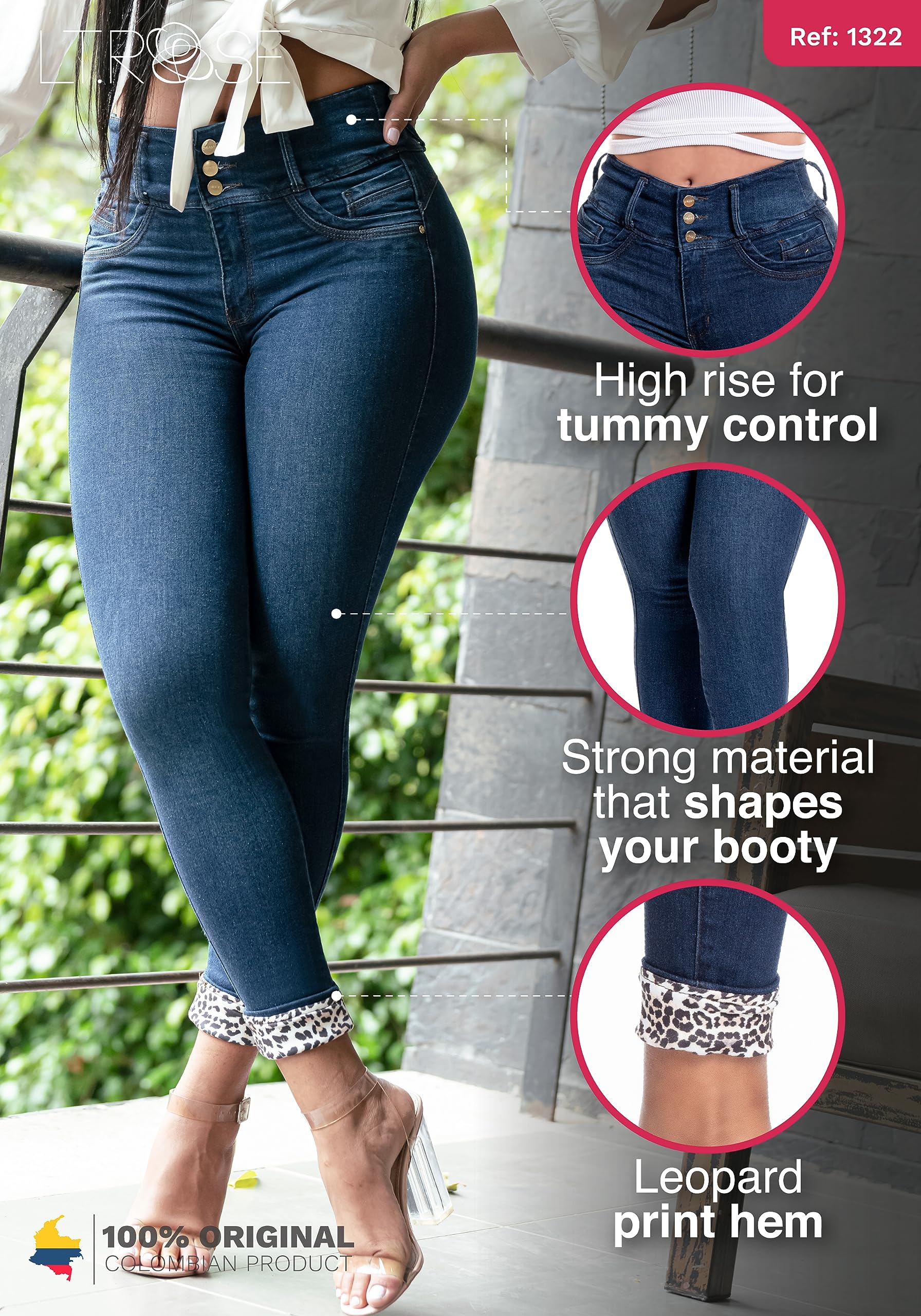 LT.ROSE Butt Lifting Jeans - High Waisted Colombian Pants for Women | Night Out & Date Night