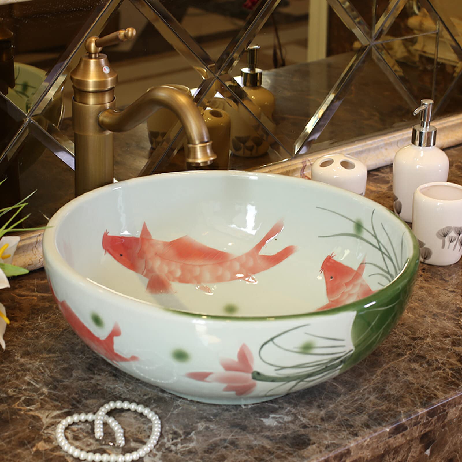 NOALED Handmade Ceramic Countertop Basin - Artistic Bathroom Sink for Modern Vanities | Perfect for Powder Rooms, Guest Baths & Small Space Solutions