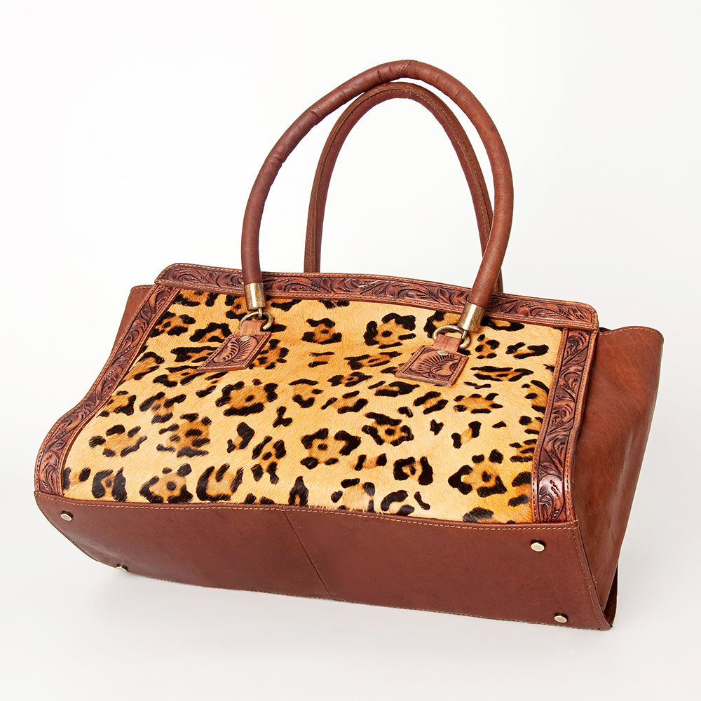 American Darling ADBGI174A Genuine Leather Women's Tote Bag - Hand Tooled Western Hair-On Cowhide Purse for Everyday Use, Work & Travel