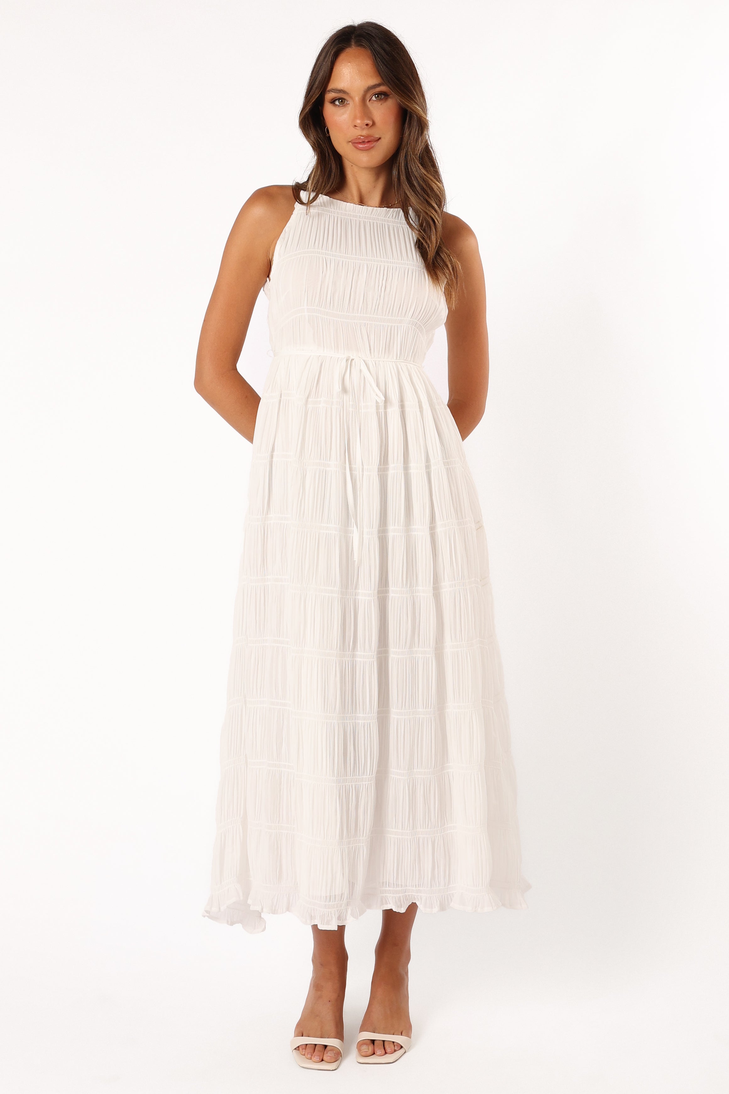 Ema Maxi Dress for Women - Elegant White Long Summer Dress for Beach, Vacation & Casual Wear