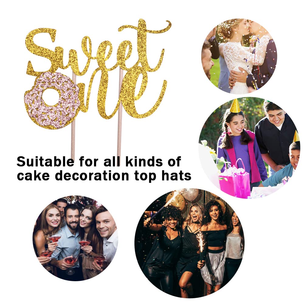 Donut Sweet One Cake Topper - 1st Birthday Party Decorations, First Birthday Cake Decor, Smash Cake Topper for Baby's Milestone Celebration - Perfect for Birthday Cakes, Cupcakes & Dessert Tables