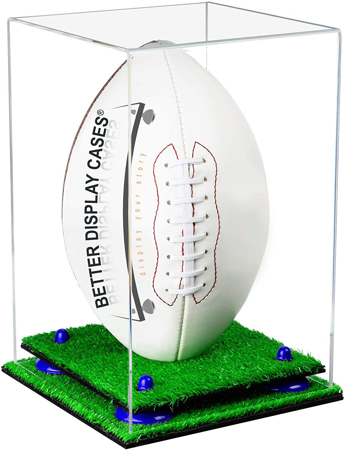 Premium Acrylic Football Display Case with Adjustable Risers - Showcase Full-Size Footballs, Jerseys & Memorabilia - Perfect for Home, Office, or Sports Fan Cave Decor