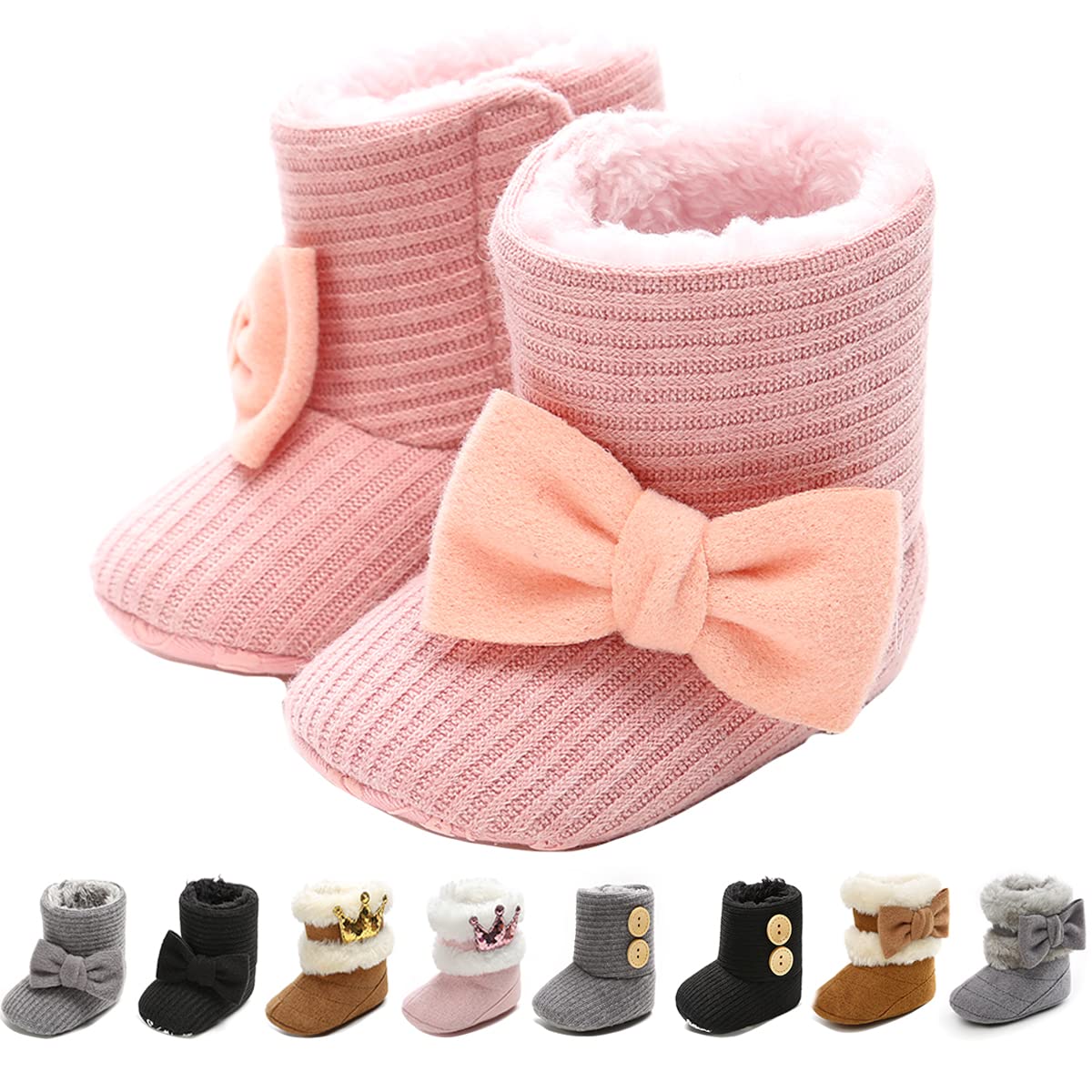Ohwawadi Cozy Fleece Infant Baby Boots for Boys & Girls - Warm Winter Snow Boots & Slippers for Newborn to Toddlers - Perfect for Indoor Play, Outdoor Walks & Cold Weather Protection