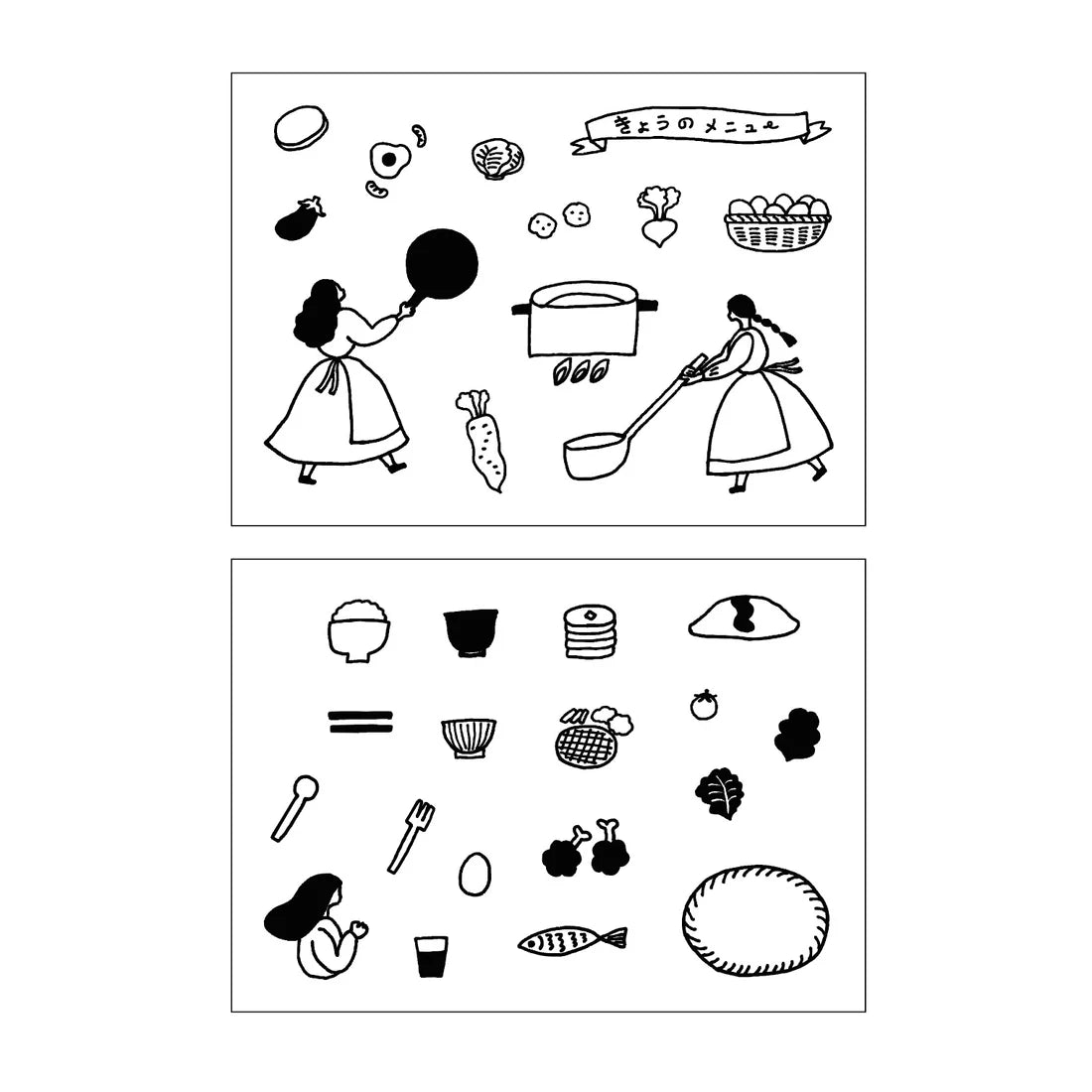 JIZAI Clear Stamp BOX Necktie × Mizushima Motif Set - Perfect for Everyday Meals, DIY Scrapbooking & Card Making