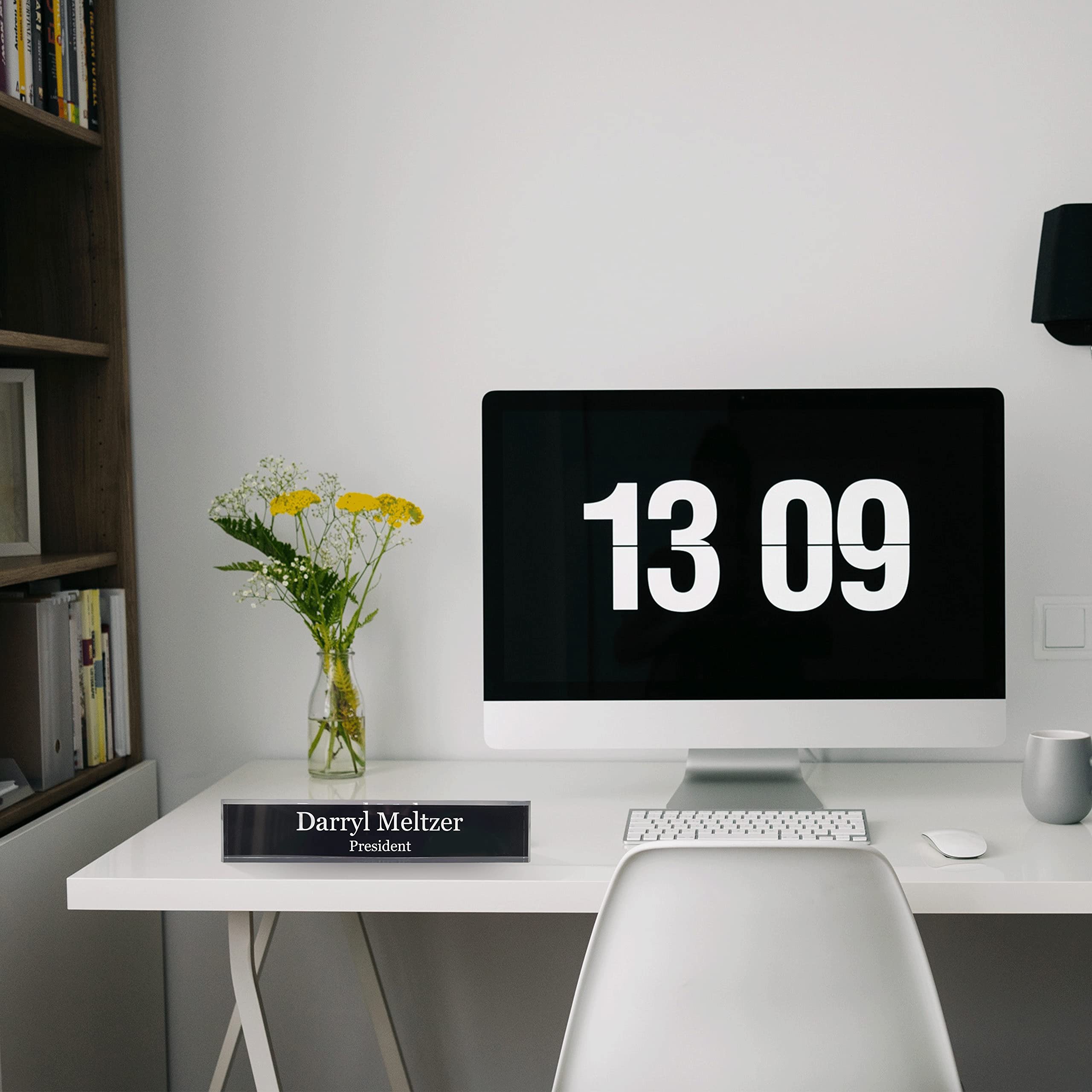 Custom Engraved Acrylic Desk Name Plate - Personalized Office Name Sign (2x8 Inches, Black) | Perfect for Corporate Gifts, Executive Desks & Professional Workspaces