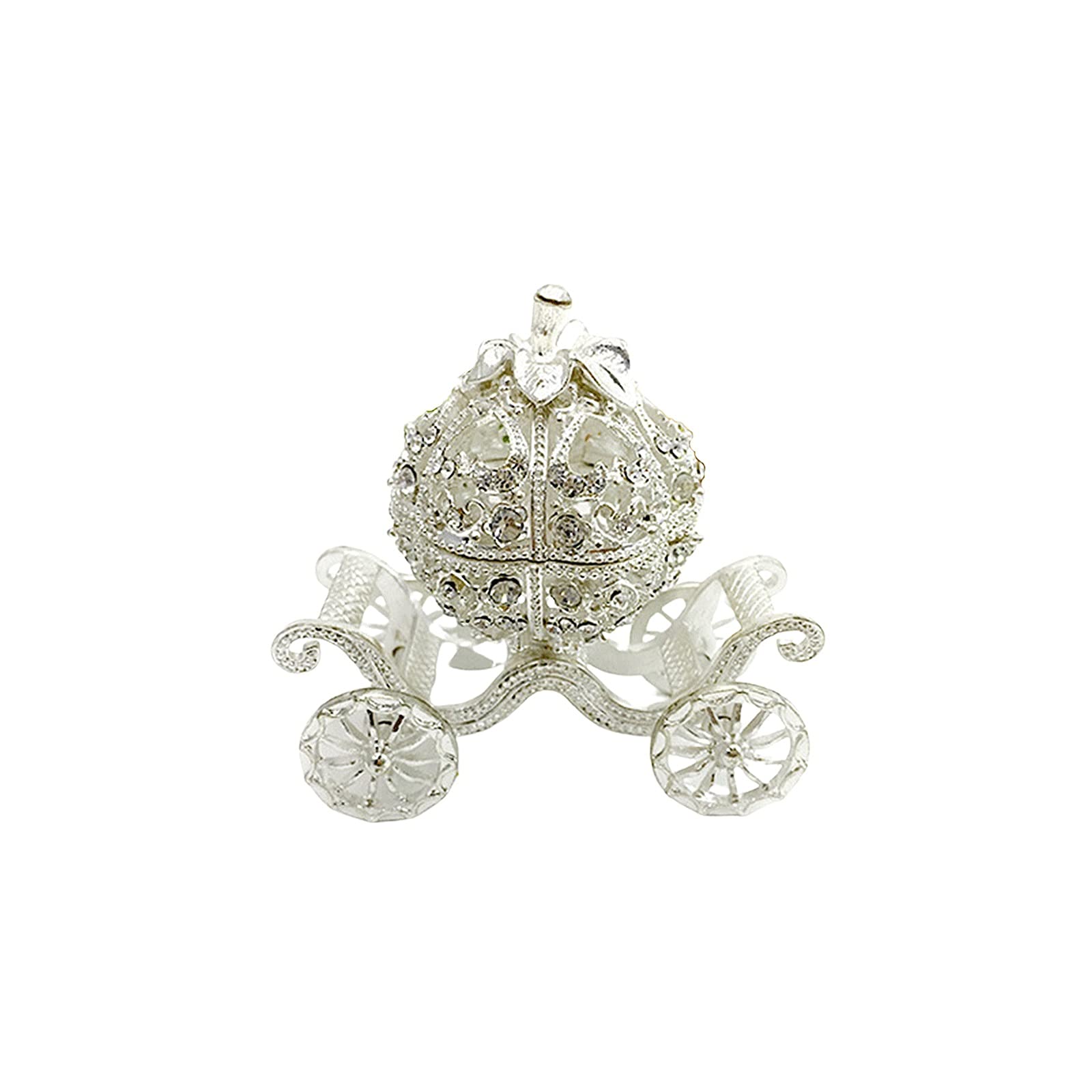 DIWANG Elegant Hollow Silver Plated Crystal Enamel Jewelry Box - European Style Jewelry Storage & Trinket Box for Women, Home Decor, Gift Idea - Perfect for Dressing Table, Vanity Organizer & Wedding Gift