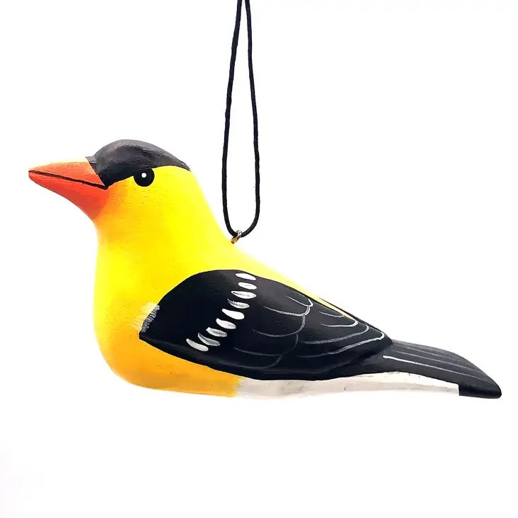 Handmade Balsa Wood Goldfinch Ornament - Elegant Home Decor for Christmas Tree, Wall Hanging & Gift Giving