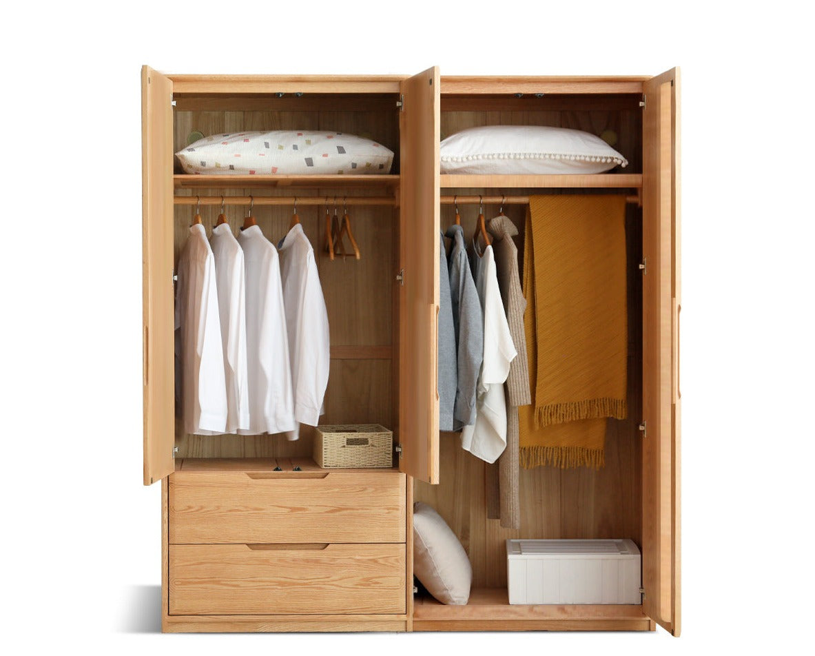 Solid Oak Wood Wardrobe - Spacious Storage for Bedroom, Closet & Home Organization | Durable & Stylish Furniture for Modern Living Spaces