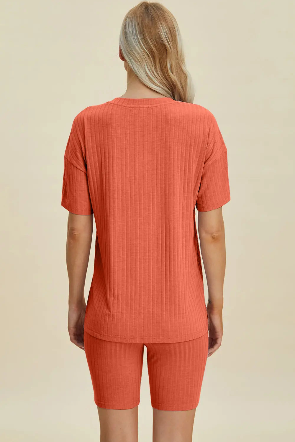 Basic Bae Full Size Ribbed V Neck Short Sleeve Top and Shorts Set - Women's Casual Summer Outfit for Beach, Lounge & Everyday Wear