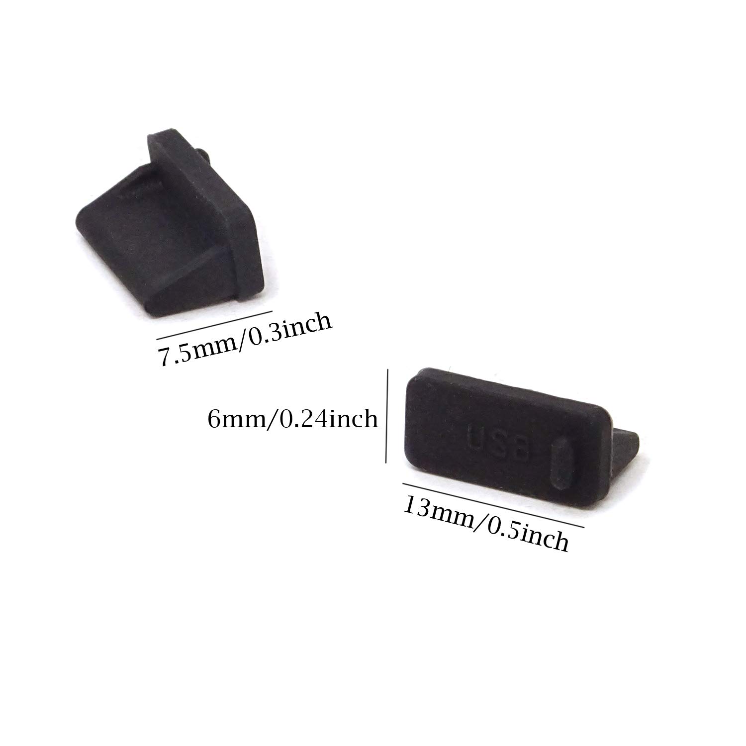 Honbay 30PCS Black Rubber USB Port Covers - Dust Proof Protector for Laptops, Phones, Tablets - Perfect for Home, Office & Travel Use