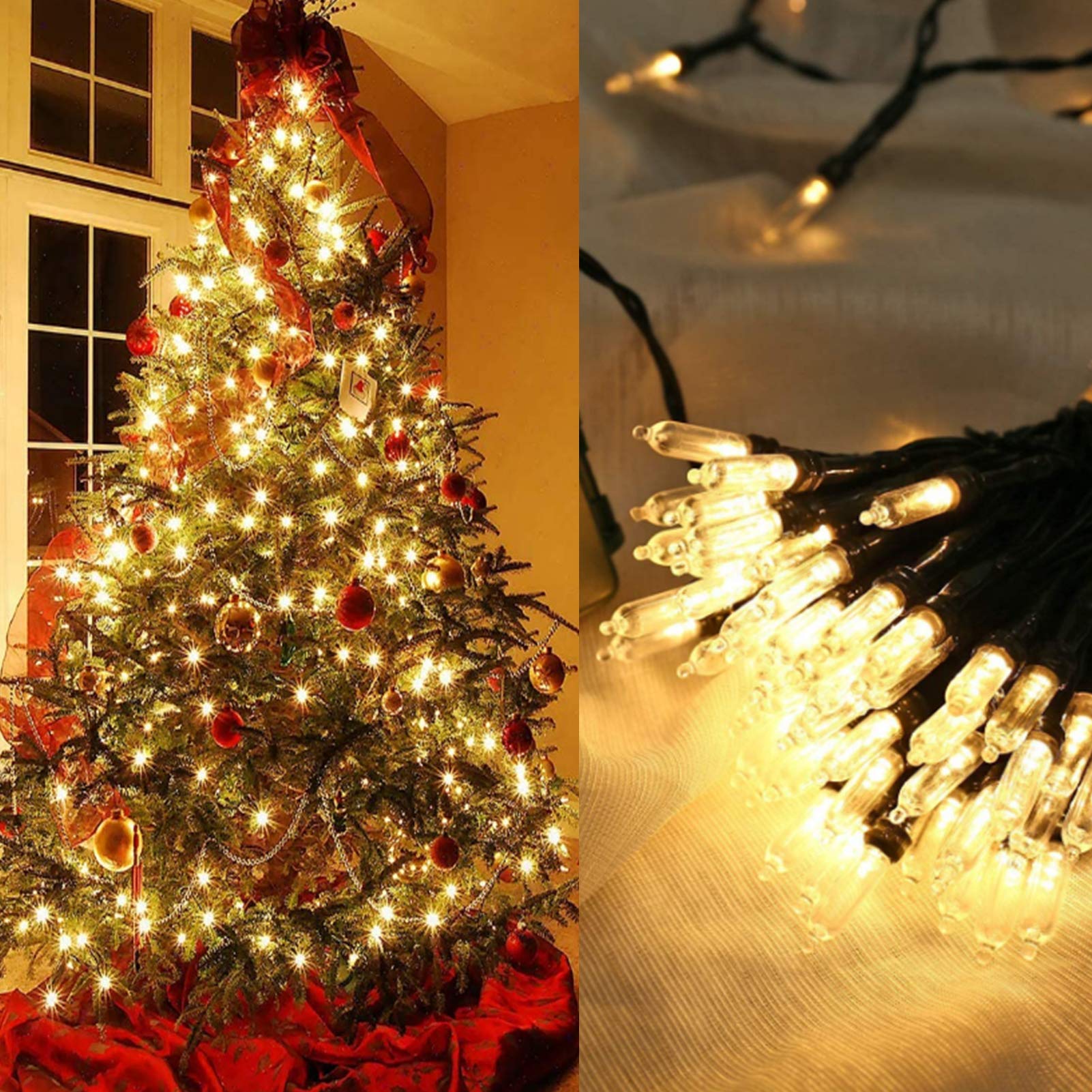 50 LED Battery Operated Christmas String Lights - 18ft Waterproof Fairy Lights with Remote & 8 Modes Timer - Warm White Mini Lights for Indoor Outdoor Xmas Tree, Garden, Wedding, Party Decorations (Perfect for Holiday, Patio, Bedroom, and Landscape Lighting)