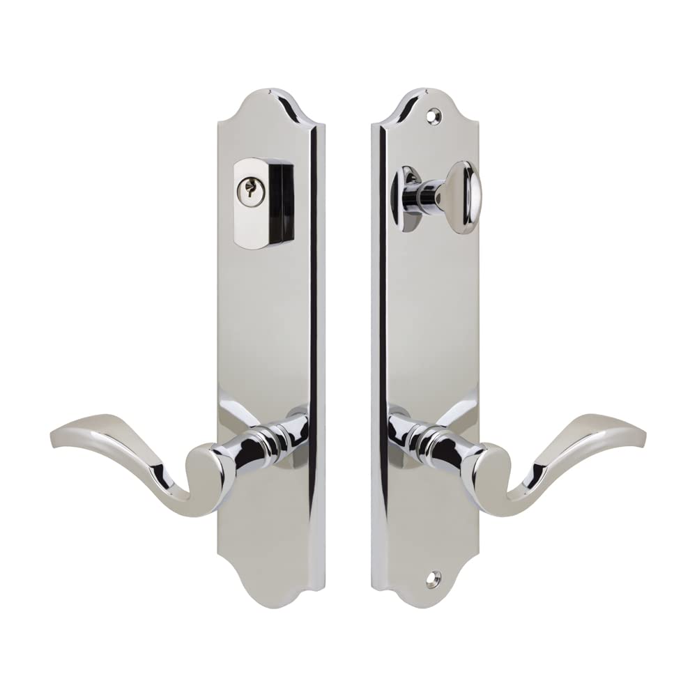 Royal Zinc Die-Cast Door Lever Set with Deadbolt & Back Plates - Polished Chrome Finish, 2-3/4