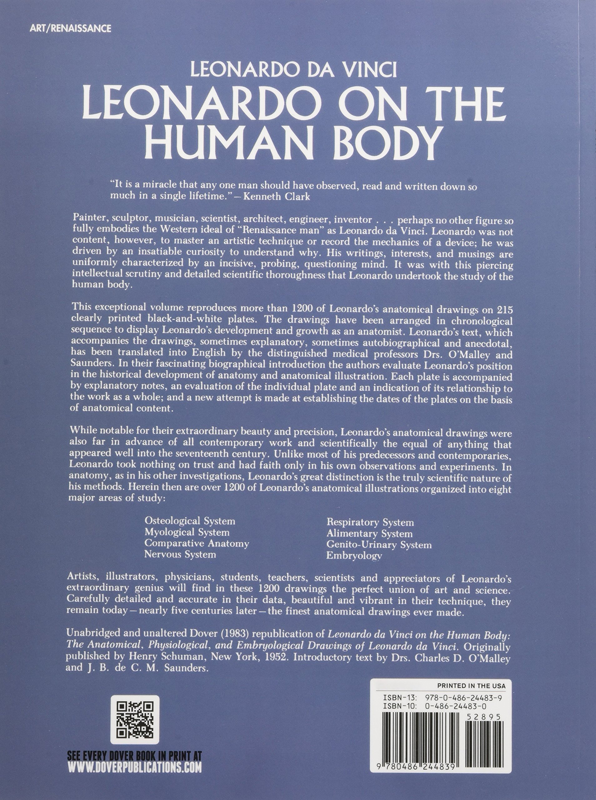 Leonardo da Vinci on the Human Body - Dover Fine Art Book | Anatomy Drawings & Renaissance Art History | Perfect for Art Students, Medical Illustrators & History Enthusiasts