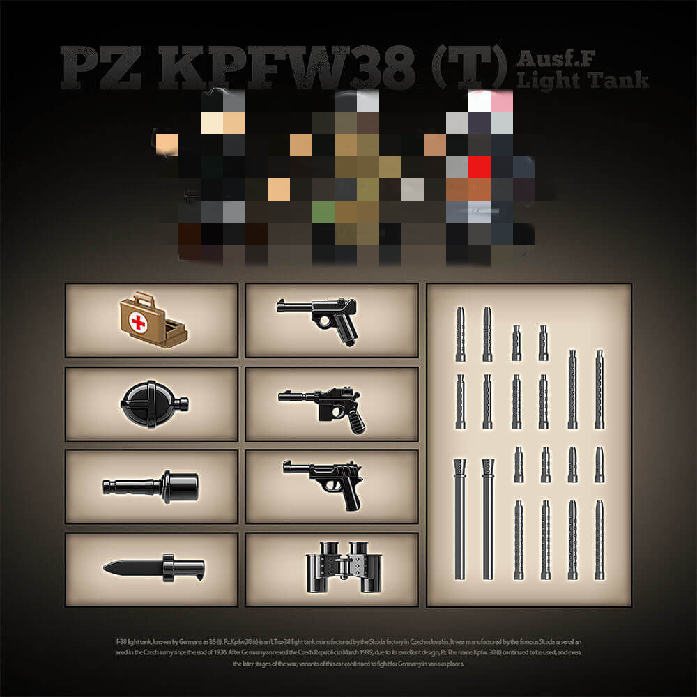 Quanguan 100285 PZ KPFW38(T) AUSF.F Light Tank Model Kit - 1/35 Scale Military Vehicle Building Set for Collectors & Hobbyists - Perfect for WWII Dioramas & Historical Displays