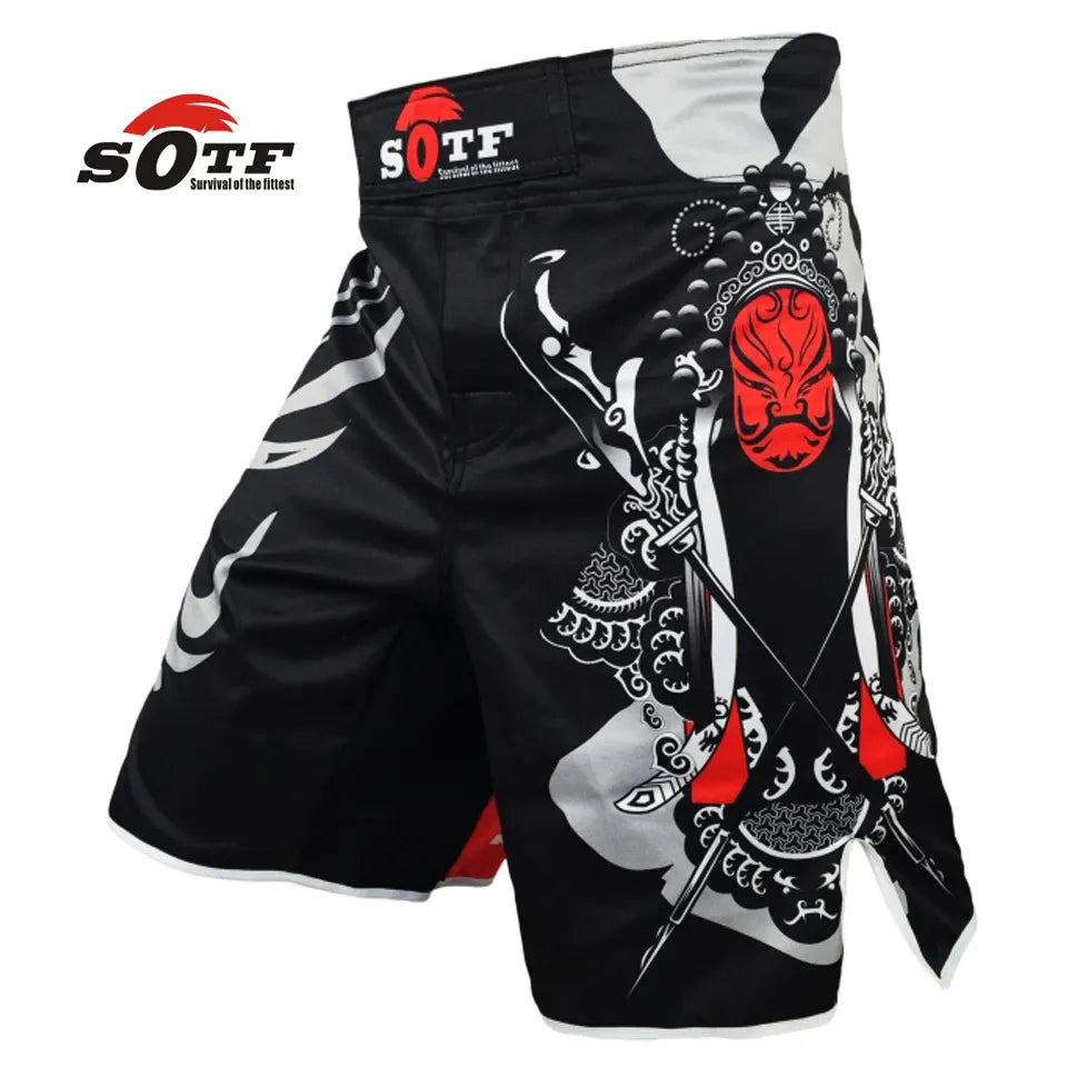 SOTF MMA Shorts for Men - Breathable Boxing & Muay Thai Trunks with Tiger Design - Perfect for MMA Training, Kickboxing, and Combat Sports Workouts