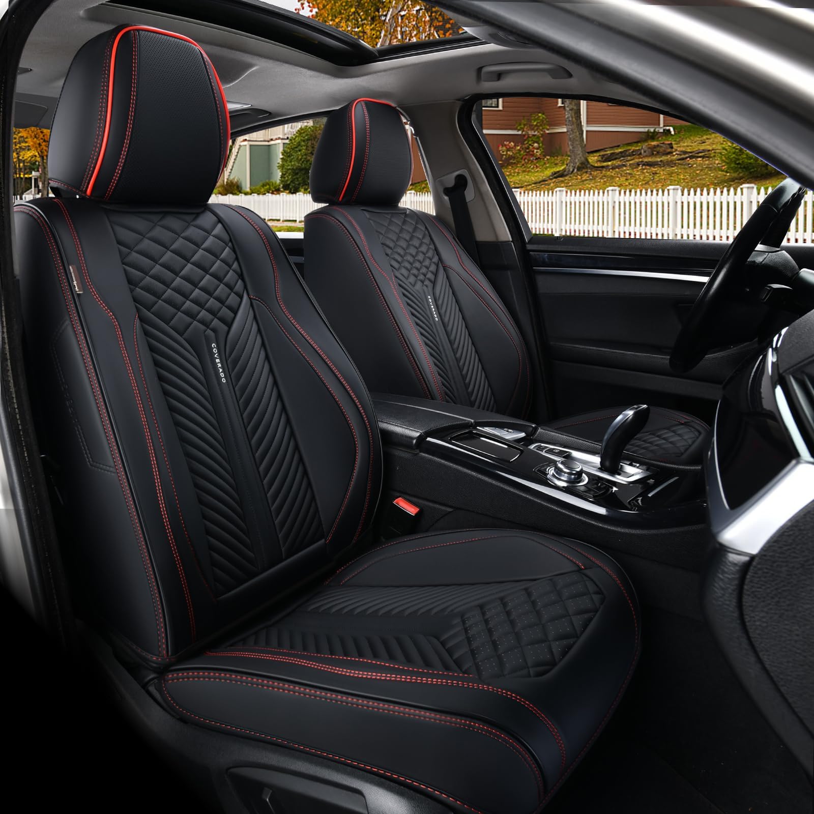 Premium Waterproof Car Seat Covers 2-Pack - Luxury Leather Front & Rear Seat Protectors for Most Vehicles (Black) | Durable Auto Seat Cushions for Daily Commute, Road Trips & Family Protection