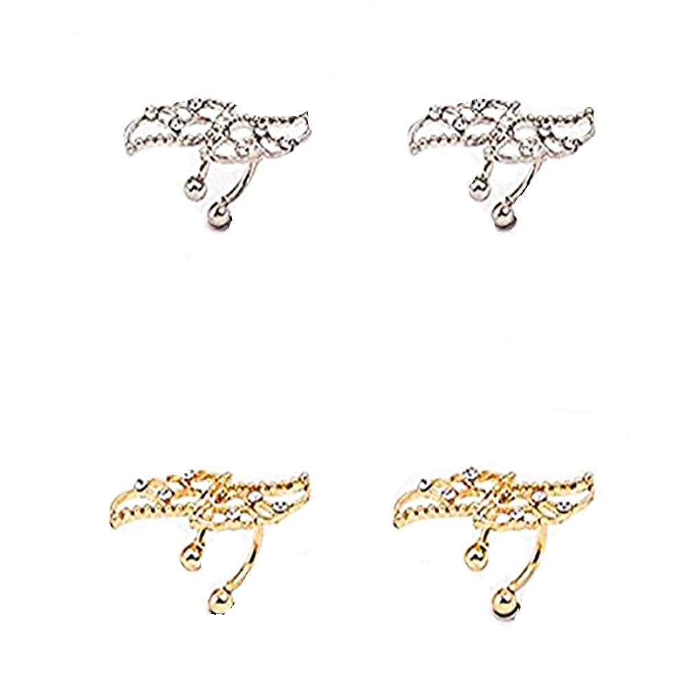 2 Pairs Non-Pierced Ear Cuffs Wrap Clip Earrings for Women - Boho Chic Jewelry for Parties, Weddings & Everyday Wear