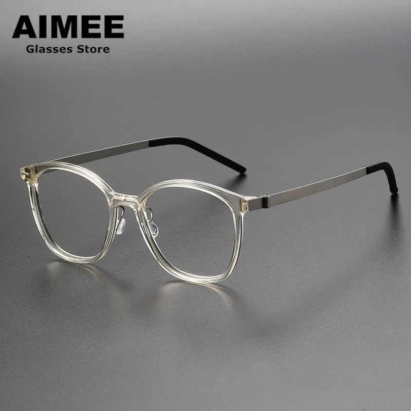 Aimee Women's Full Rim Square Acetate Titanium Eyeglasses 41851 - Lightweight & Durable Frame for Work, Reading & Fashion (Available in Multiple Colors)