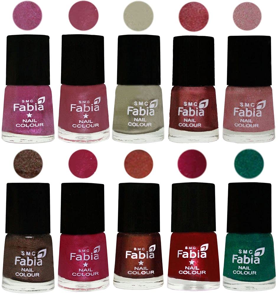SMC Fabia Nail Polish Set - 10 Vibrant Colors, Glossy & Shine Finish, 6ml Each (05806) | Perfect for Salon, Home Manicure, Parties & Gift Giving