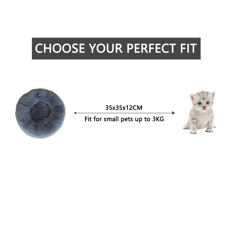 Fluffy Donut Pet Bed for Cats & Small Dogs - Cozy & Calming for Home Use