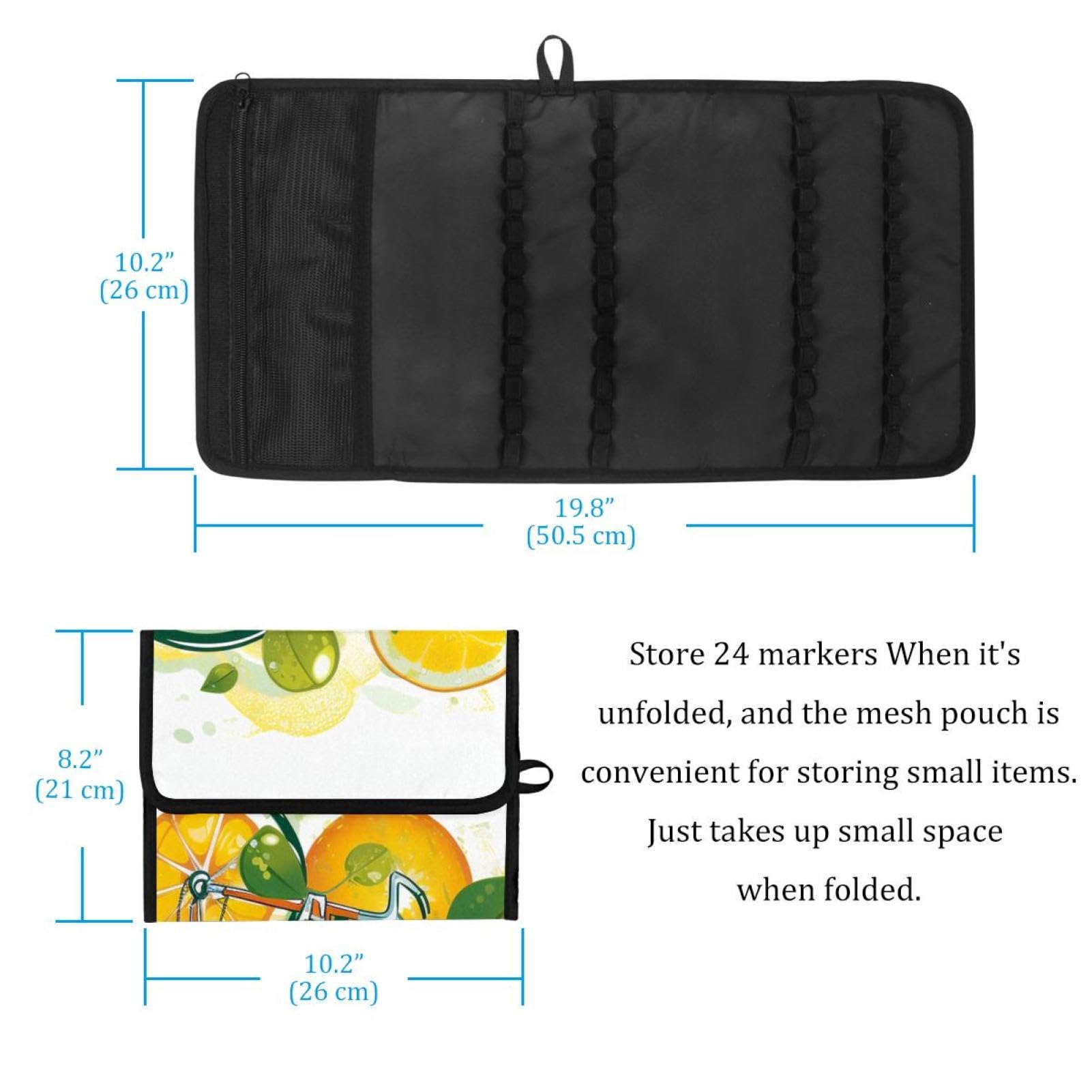 Colorful Lemon & Orange Bike Wheels Pencil Case Pouch - Stylish Pen Holder for School, Office & Travel - Perfect for Students, Artists & Professionals