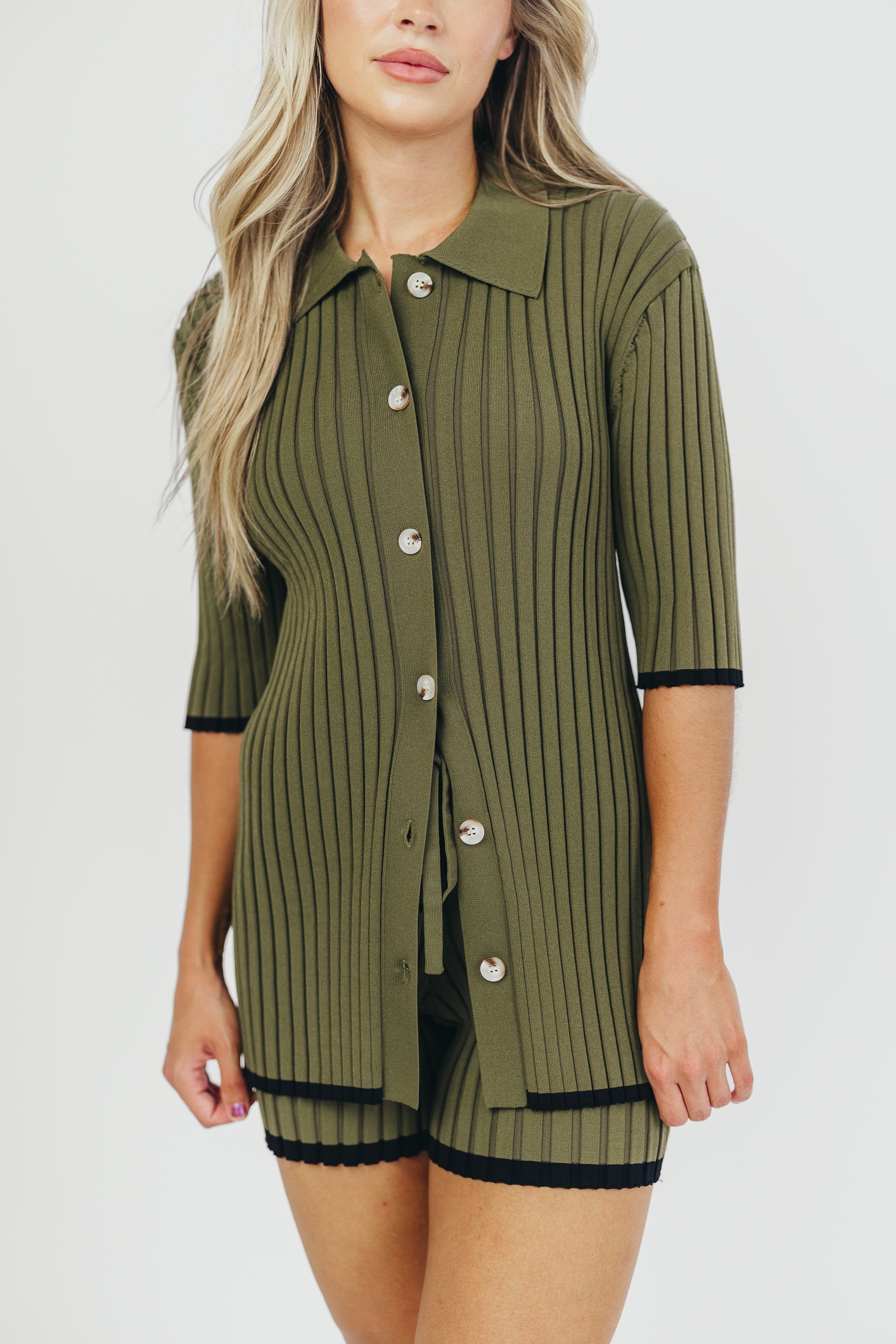 Brooke Ribbed Knit Nursing Top and Shorts Set - Comfortable Maternity Outfit for Breastfeeding Moms | Perfect for Casual Wear, Lounging & Postpartum Recovery