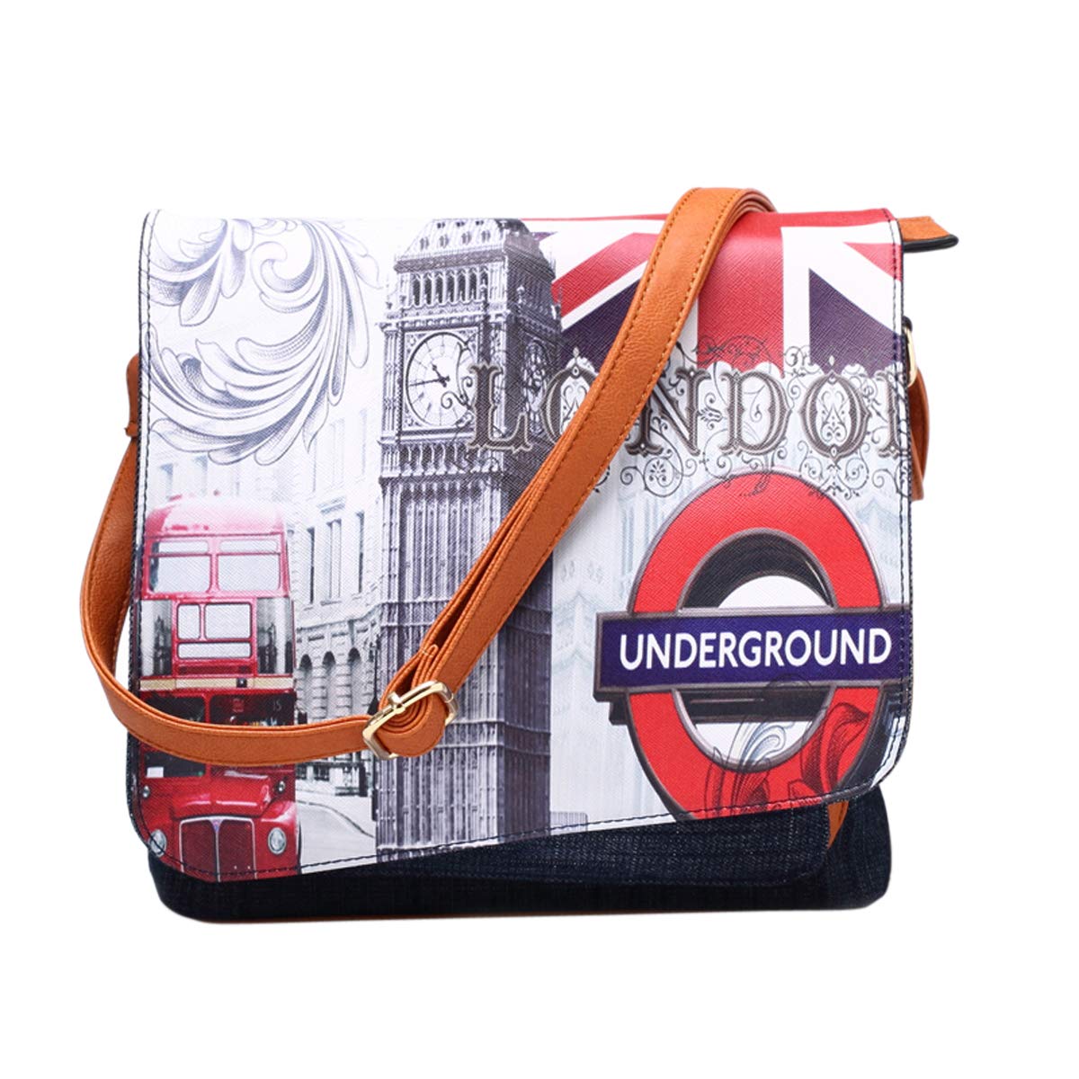 Stylish Women's Denim Crossbody Shoulder Bag with Eiffel Tower Print & Adjustable Strap - Perfect for Travel, Shopping, and Everyday Use