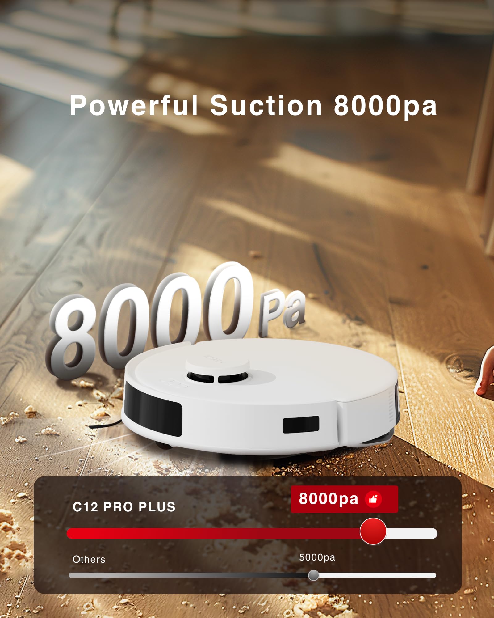 Yeedi C12 Plus Robot Vacuum Cleaner with Buddy Kit - Smart Mapping, Self-Emptying, 3000Pa Strong Suction for Pet Hair & Hard Floors - Perfect for Home, Office & Large Spaces Cleaning