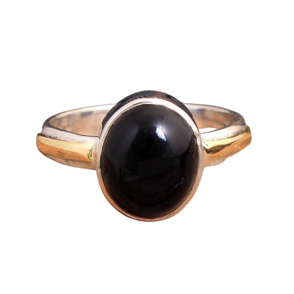 925 Sterling Silver Black Onyx Rings for Women - Elegant Oval Gemstone Bridesmaid Rings with Bezel Setting | Perfect for Weddings, Parties & Everyday Wear