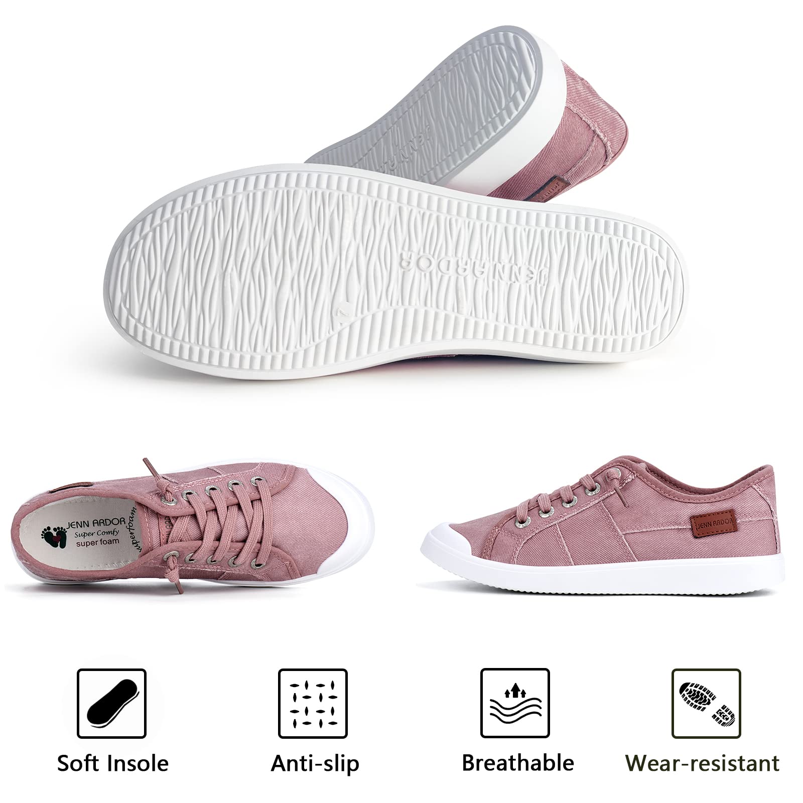 **JENN ARDOR Women's Slip-On Canvas Sneakers - Comfortable Casual Walking Shoes, Elastic Lightweight Flats for Everyday Wear | Stylish & Cute Fashion Sneakers for Work, Travel & Outings**