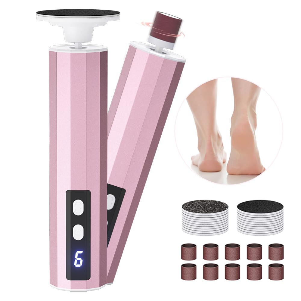 Electric Callus Remover for Feet - Cordless Rechargeable Pedicure Tool with 9 Speed Settings, Replaceable Sandpaper Discs for Dead Skin & Callus Removal - Perfect for Home Foot Care & Spa Treatments (Rose Gold)