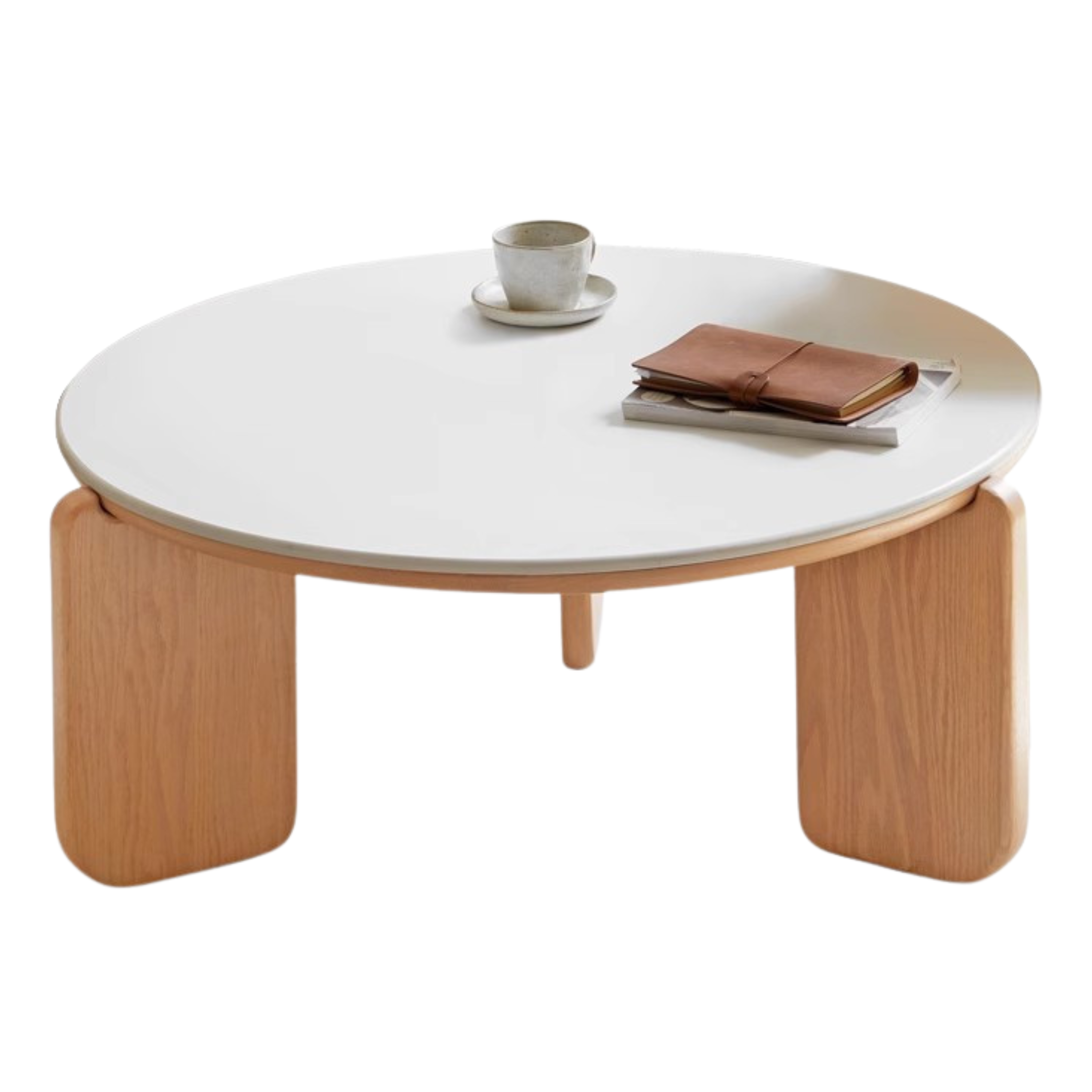 31.5x31.5x13.8 inch / 80x80x35сm / Natural wood color / oak slate coffee table (ivory white)