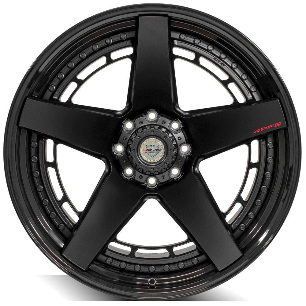 4Play Forged Series 4PF5 Matte Black with Gloss Black Barrel 24x14.0 Wheels 8x180mm Bolt Pattern 124.1mm Hub - Perfect for Off-Road Trucks & SUVs