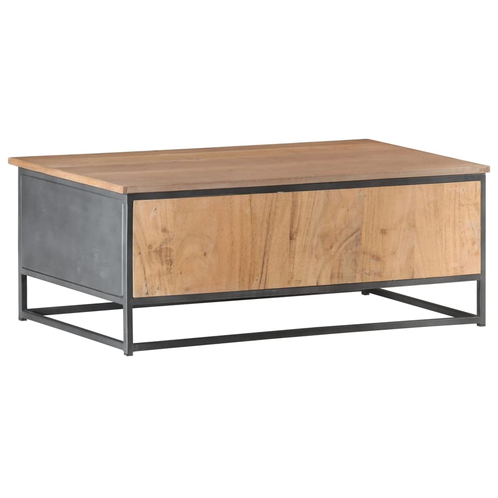 Modern Acacia Wood Coffee Table with Storage - 35.4
